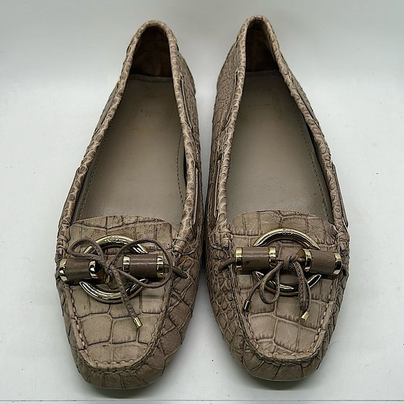Christian Dior Tan Snakeskin Print Leather Ballet Flats Shoes **Sz 40/US 10** - Picture 2 of 11
